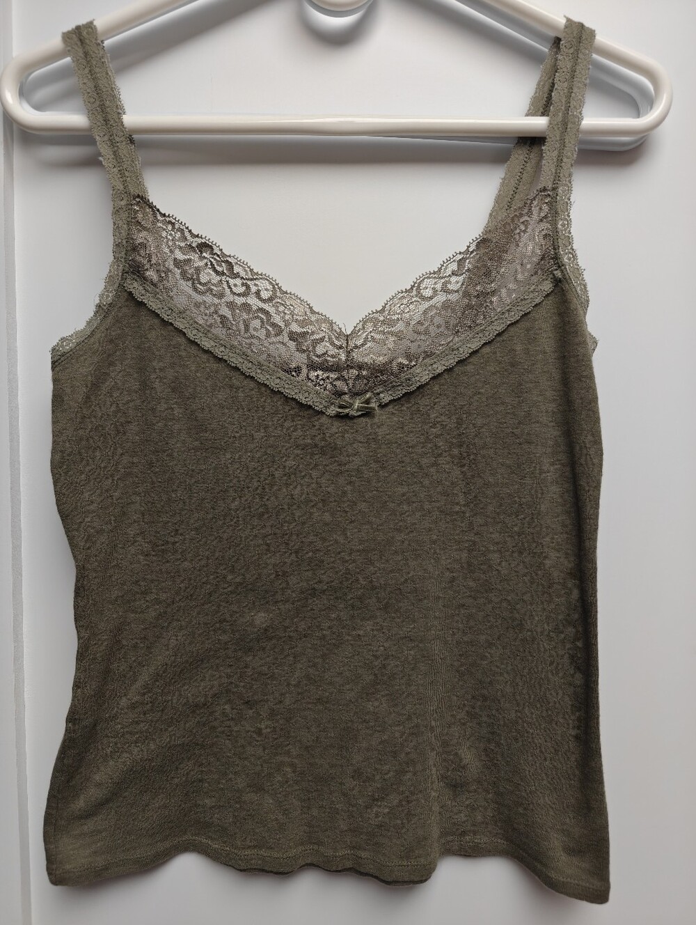 Express Y2k Green Lace Trim Babydoll Camisole Tank Top size L